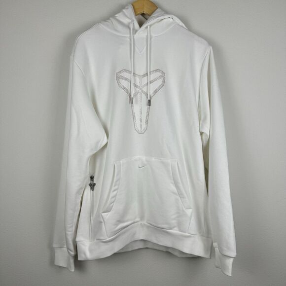 Nike Kobe Pullover Hoodie Men Size Large Tall Halo White HF0066-100 Black Mamba - Picture 2 of 10